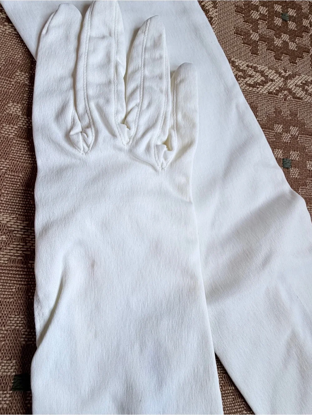 Vintage 22” White Opera Gloves with Faux Pearl Buttons – Formal Bridal Costume